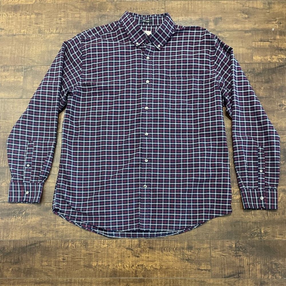 St Johns Bay Mens Casual Shirt Blue Plaid Long Sleeve Button Down Collared XL
